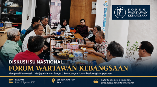 Mantan Wakil Ketua Dewan Pers Hendry Ch Bangun bersama tokoh pers nasional dalam diskusi FWK mengajak seluruh elemen bangsa membangun budaya kritik yang santun, beradab, dan bertanggung jawab, Rabu (5/8/2026).