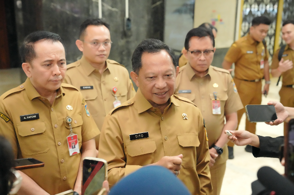Mendagri Muhammad Tito Karnavian menyampaikan kebijakan pemerintah terkait dukungan pembayaran gaji PPPK daerah dalam rapat koordinasi di Kompleks Parlemen Senayan, Jakarta.