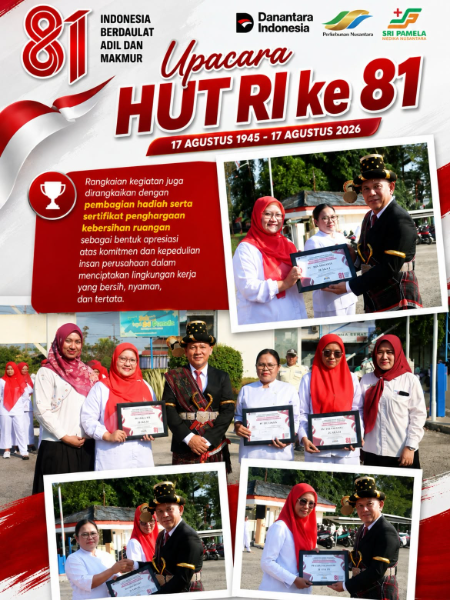 PT Sri Pamela Medika Nusantara menggelar upacara HUT ke-81 Kemerdekaan RI di halaman RS Sri Pamela Tebing Tinggi, Senin (17/8/2026), sebagai momentum memperkuat nasionalisme dan semangat pelayanan.