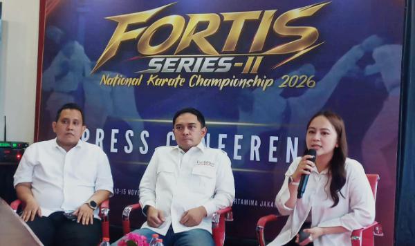 Konferensi pers FORTIS Series II di Jakarta, Sabtu (26/9/2026), mengungkap penyelenggaraan kompetisi karate dan festival dengan total 231 kategori serta 78 kontingen yang telah mendaftar.