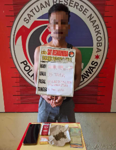 Satresnarkoba Palas Amankan Terduga Pengedar Ganja, 3,22 Gram Disita